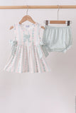 Bow Floral Applique Bloomer Set