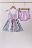 Purple floral print bow bloomer set