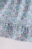 Purple floral print bow ruffle dress