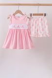 Pink Sailboat Embroidered Set