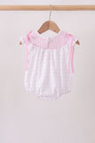 Pink Bow Smocked Swiss Dot Bubble