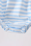 Blue Fire Engine Stripe Embroidered Bubble