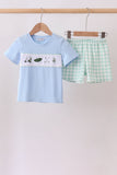 Green Golf Embroidered Gingham Set