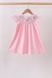 Pink Hydrangea Bow Smocked Dress