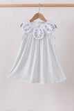 Blue Floral Embroidered Dress