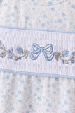 Blue Floral Smocked Ruffle Bloomer Set