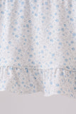 Blue Floral Smocked Ruffle Bloomer Set