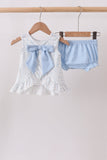 Blue Floral Smocked Ruffle Bloomer Set