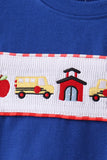 Navy School Bus Smocked Gingham Shorts Set