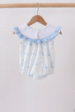 Blue Sailboat Smocked Ruffle Bubble