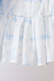 Blue Sailboat Embroidered Skorts Set