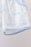 Blue Sailboat Shorts Set