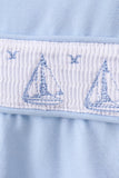 Blue Sailboat Smocked Scalloped Bloomer Set