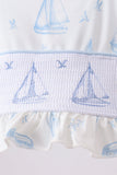 Blue Sailboat Smocked 2PC Swimsuit