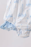Blue Sailboat Smocked One-Piece Swimsuit