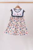 Blue Sailboat Embroidered Dress