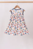 Blue Sailboat Embroidered Dress