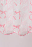 Pink Bow Print Ruffle Shorts Set