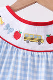 Blue School Bus Smocked Gingham Dress