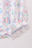 Blue Floral Smocked Bubble