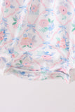 Blue Floral Smocked Bubble