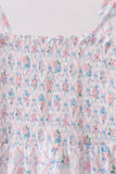 Blue Floral Smocked Mom Dress