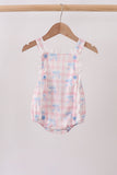 Pink Gingham Bow Print Lace Bubble