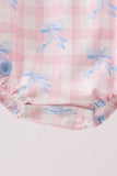Pink Gingham Bow Print Lace Bubble