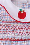 Blue Apple Smocked Plaid Bubble
