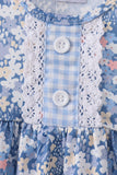 Blue Floral Print Bloomer Set