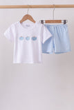 Blue Pumpkin Embroidered Gingham Shorts Set