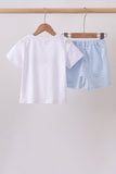 Blue Pumpkin Embroidered Gingham Shorts Set