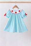 Blue Apple Embroidered Dress