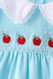 Blue Apple Smocked Lace Dress