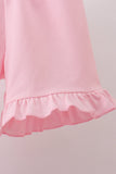 Pink Jack-O-Lantern  Applique Ruffle Shorts Set