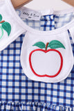 Navy Apple Embroidered Gingham Bloomer Set