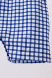 Navy Apple Embroidered Gingham Jon Jon