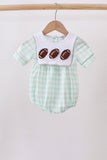 Green football french knot gingham bubble