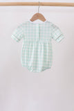 Green football french knot gingham bubble