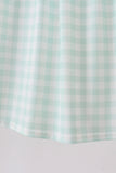Green football french knot gingham ruffle dress