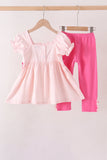 Pink Castle Embroidery Jacquard Pants Set