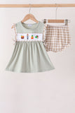 Green Scarecrow Embroidery Bloomer Set