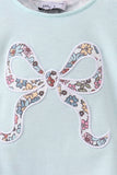 Blue Floral Bow Applique Bubble