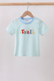 Blue Tool Embroidery Stripe Top