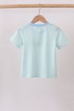Blue Tool Embroidery Stripe Top