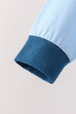 Blue character embroidery hoodie