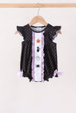 Black ghost spider embroidery ruffle bubble