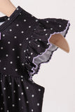 Black ghost spider embroidery ruffle bubble