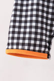Black ghost spider embroidery gingham romper