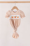 Khaki Pumpkin Embroidery Gown